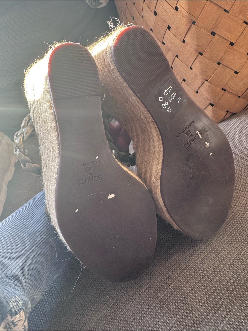 SCHUTZ gold braided strap  platform wedge espadrilles - Picture 5 of 7